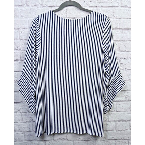 Grace The Perfect Fit Top Womens Shirt Blue White Multi Stripe 3/4 Sleeve 3X NWT - Picture 2 of 6